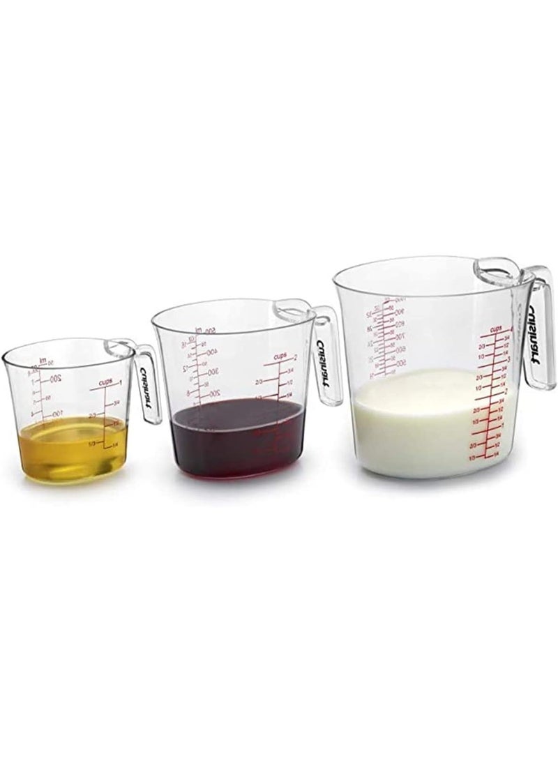 ChicAbode 3 Piece Measuring Cup Set, Plastic Measuring Cups, BPA Free Plastic Clear Heat Resistant, with Insert Nested Handle, Stacked Design and Multiple Measuring Scales for Liquid, Powder and Granular Foods - Image 3